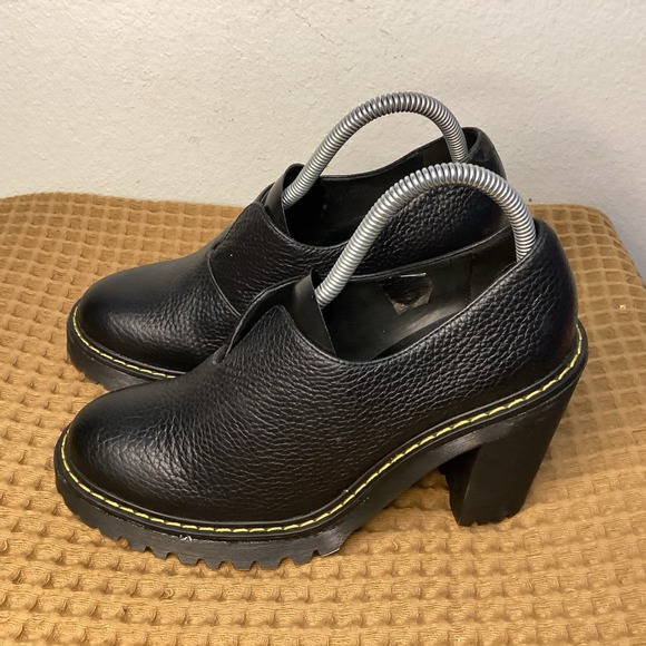 Dr. Martens Shoes - DR DOC MARTENS 'Cordelia' Womens Sz 9 Retro Smooth Black Pebbled Leather Heels